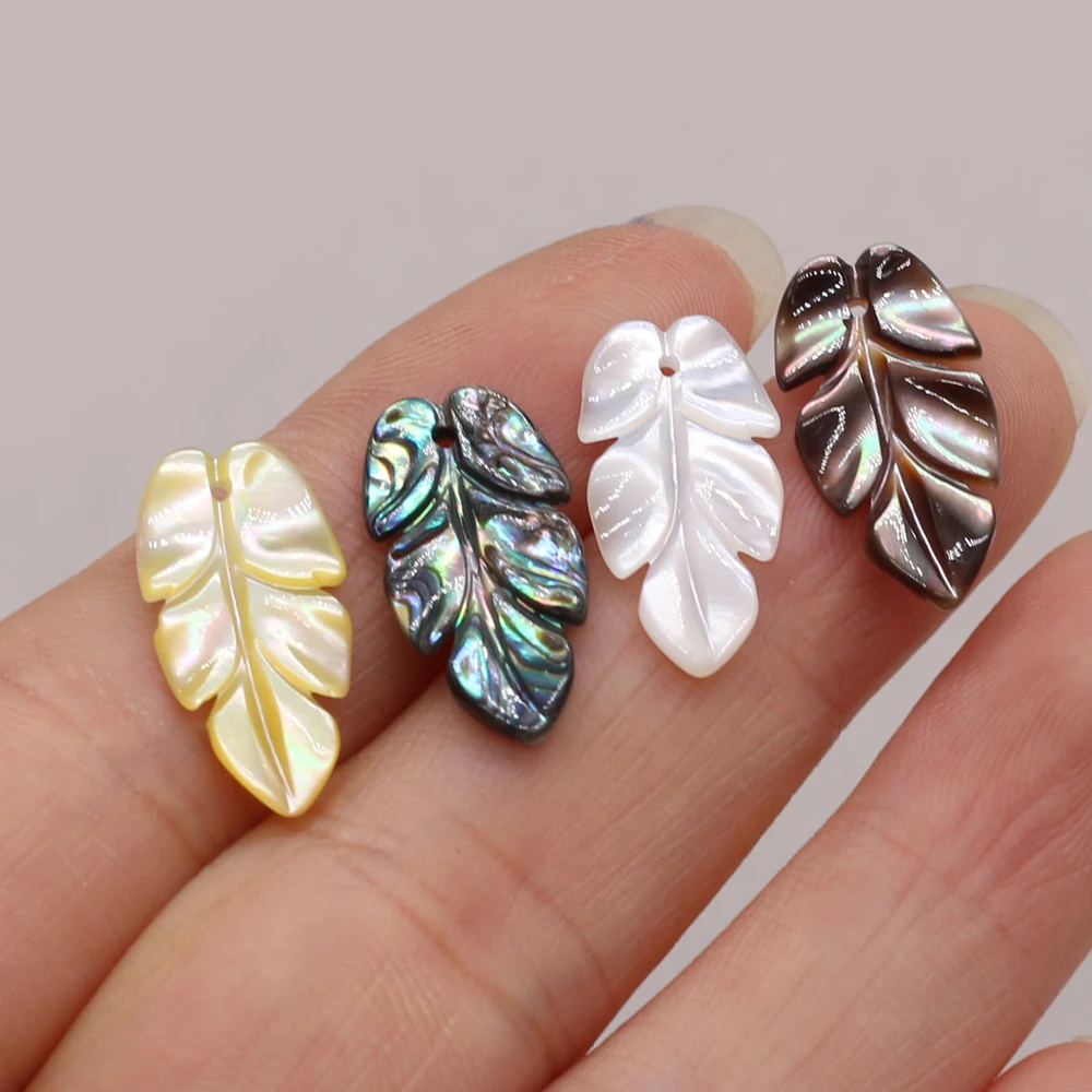 

2pcs Natural Leaves Shape Black White Abalone Yellow Shell Pendant for Women Jewelry Making Necklace Earrings Gift Size 11x17mm