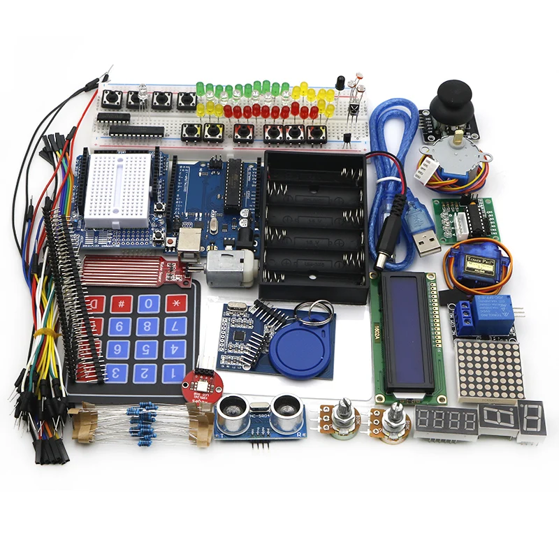 Starter Kit for arduino Uno R3 - Uno R3 Breadboard and holder Step Motor / Servo /1602 LCD / jumper Wire/ UNO R3 images - 6
