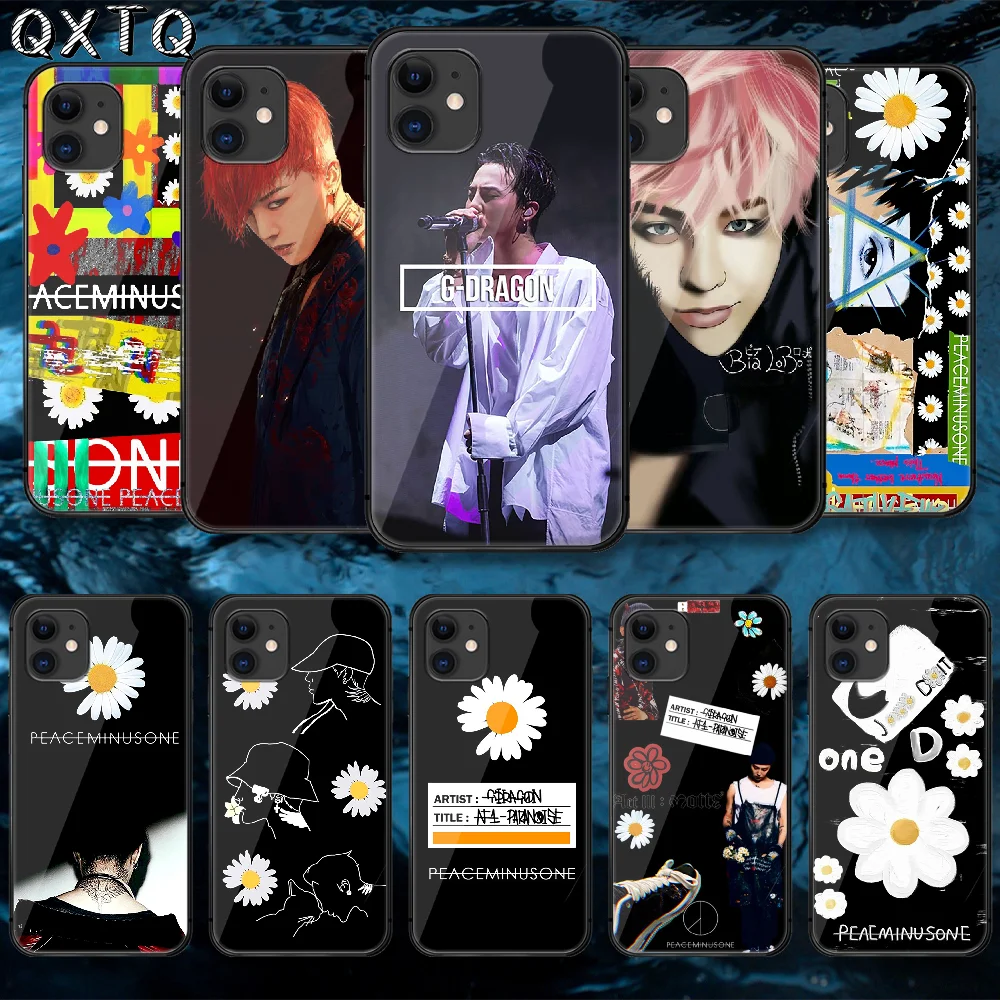 

KPOP Hot INS G-Gragon Tempered Glass Phone Case Cover For IPhone 5 6 7 8 11 12 S Plus Xr X Xs Pro Max Mini Se 2020 Black