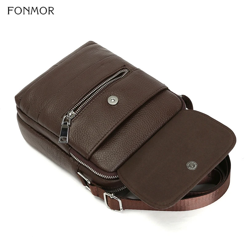 Сумка мессенджер Fonmor мужская из натуральной кожи модный саквояж на ремне через