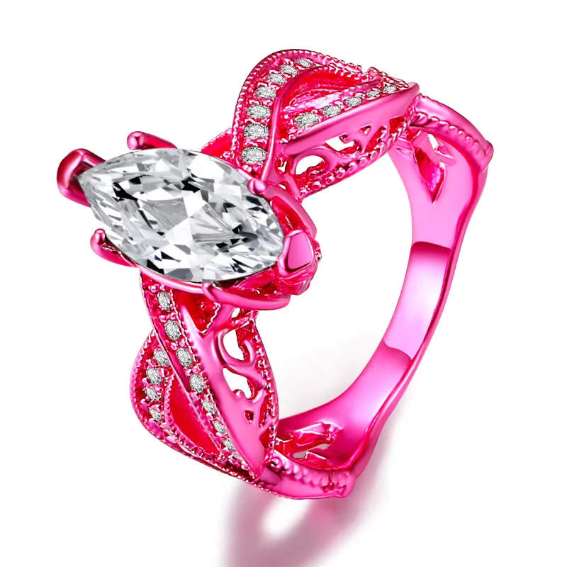 

Blue Couple Ring - Men's 316L Stainless Steel Ring and Women Marquise Cut Zircon Bridal Marriage Engagement Band Ring