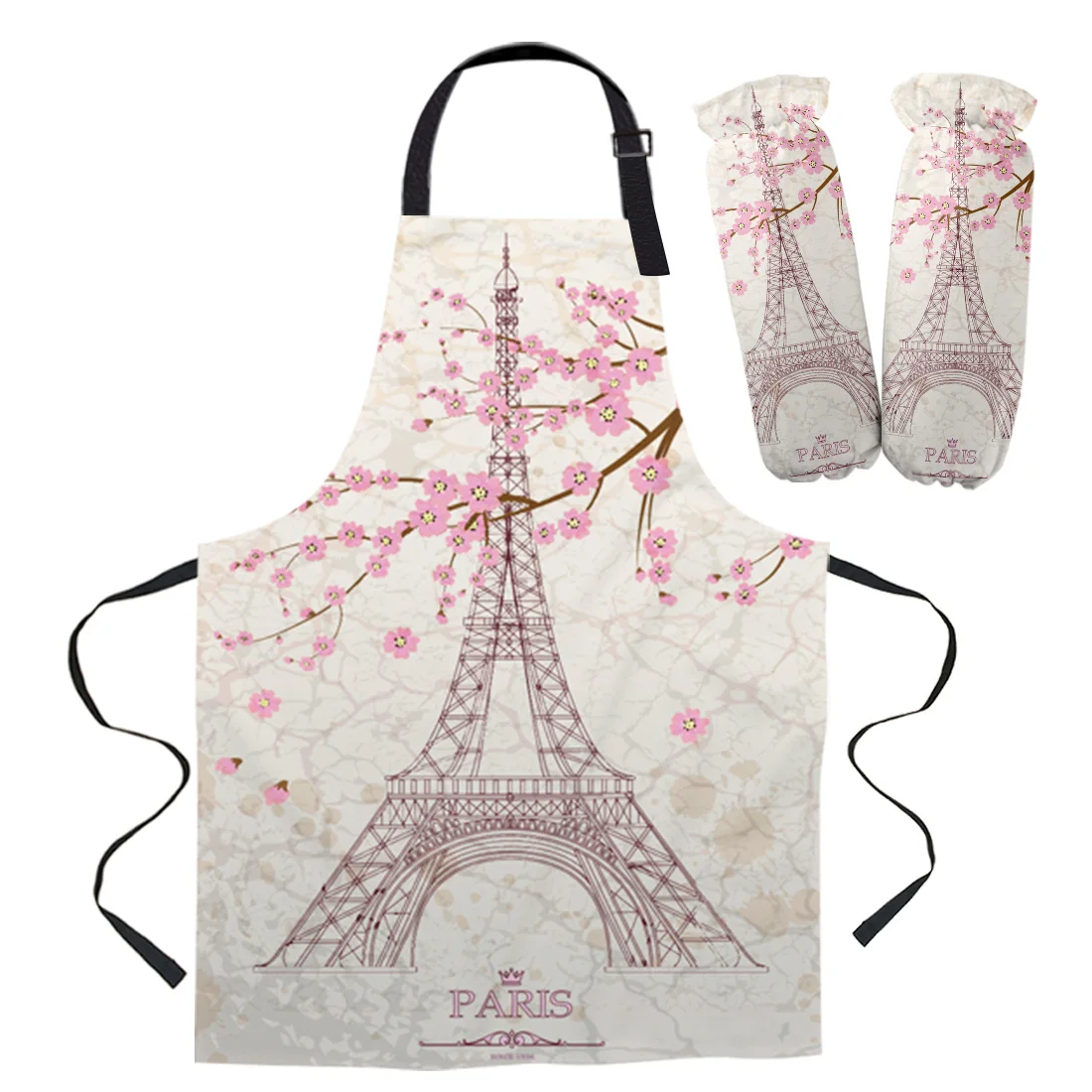 

Красивые вишневые цветы Парижская башня фартук для кухни бытовая очистка Pinafore домашняя готовка фартук для кухни женские фартуки