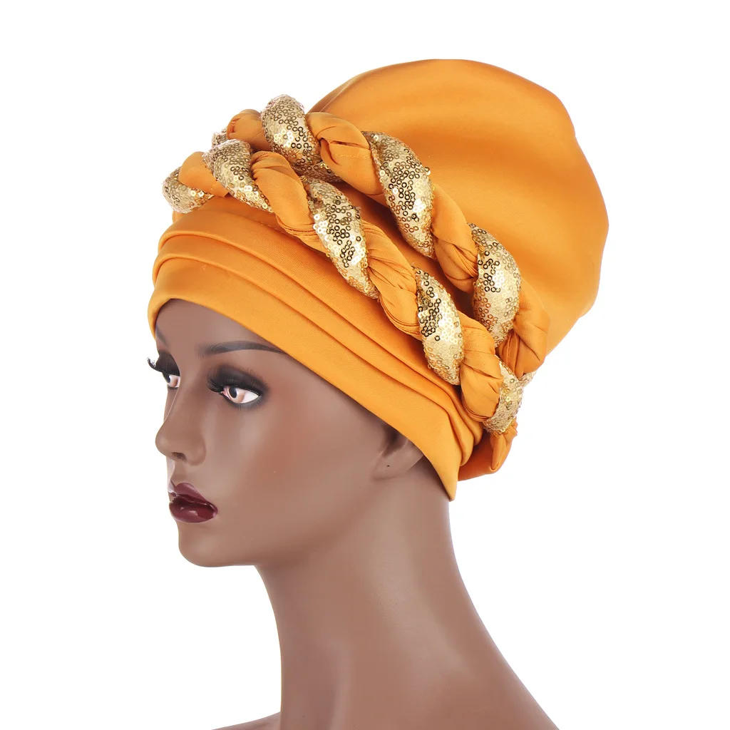 

Hot Selling Women Headtie Gele Turban Cap African Women Head-Wrap Cap Auto Gele Nigerian Turban Gele Best Selling Auto Gele