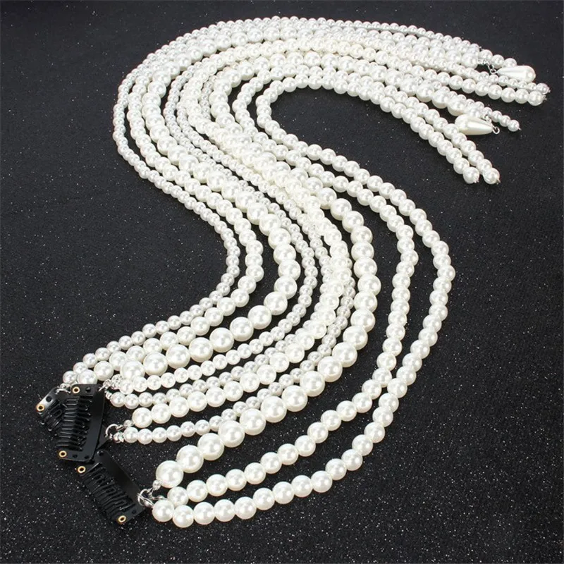 Заколка для волос с искусственным жемчугом и длинной кисточкой/цепочкой |