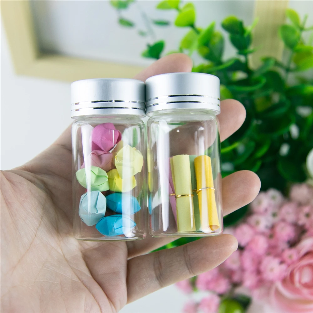 

25 мл стеклянные банки, бутылки с алюминиевым винтом серебряная крышка прозрачный подарок свадебные ремесла бутылки желаний 50 шт Бесплатная доставка