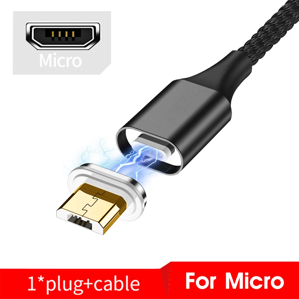 Micro USB Black Магнитный кабель type-C для Xiaomi Redmi Note 8 Pro 8 T, кабель для быстрой зарядки и передачи данных, магнитное зарядное устройство, USB микро кабель для мобильного телефона - Цвет: Micro USB Black
