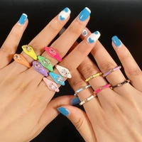 enamel colorful zircon ring for girl womenadjustable stackable gold plated finger ring trendy party jewelry