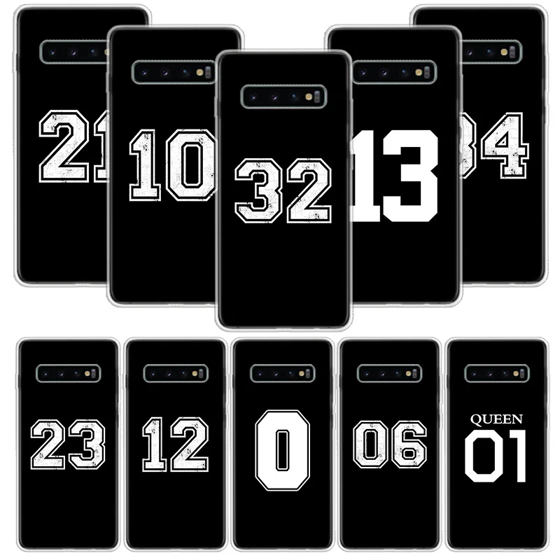 

Black Letter Number Phone Case Capa For Samsung Galaxy S21 S20 FE S20 Ultra S8 S9 S10 S21 Plus S10E S7 Back Cover Coque