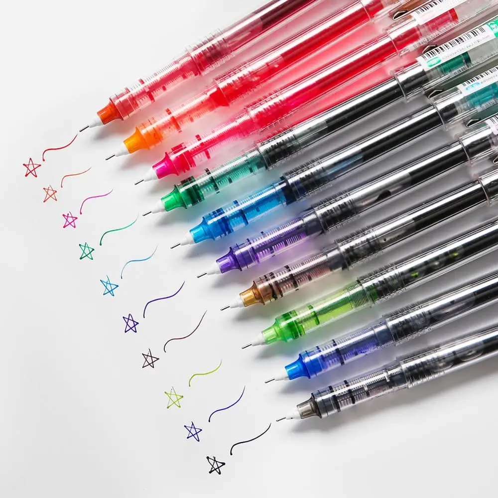 Шариковая гелевая ручка 0 5 мм прозрачная прямая с жидкостью разноцветная для