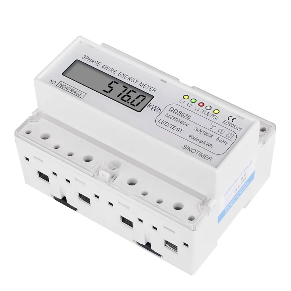 SINOTIMER DDS576 трехфазный 4 провода 7P ЖК-цифровой ваттметр энергопотребление din-рейка