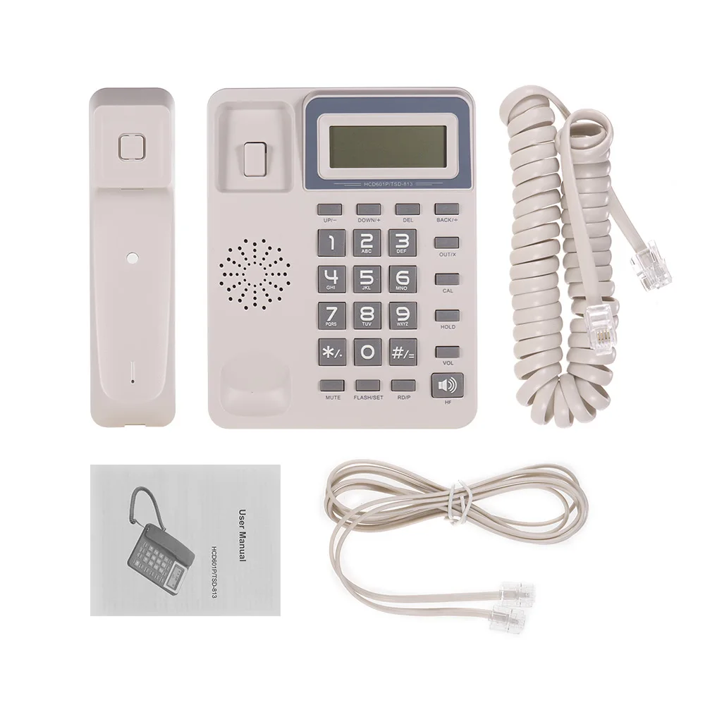 Настольный проводной стационарный телефон с ЖК-дисплеем без