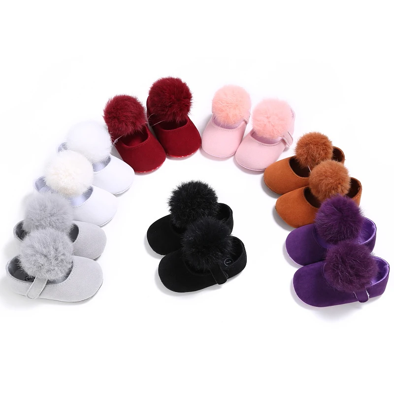 

Prewalker The New 2021 Fuzzy Solid Color Cotton Velcro Newborn Baby's First Steps For Men And Women Shoes Soft Sole