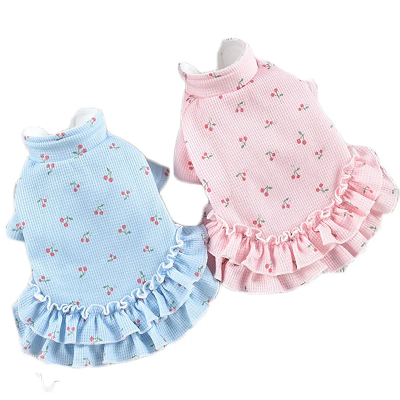 Милая Одежда для кошек пальто собак платье куртка зимний костюм с теплой юбкой