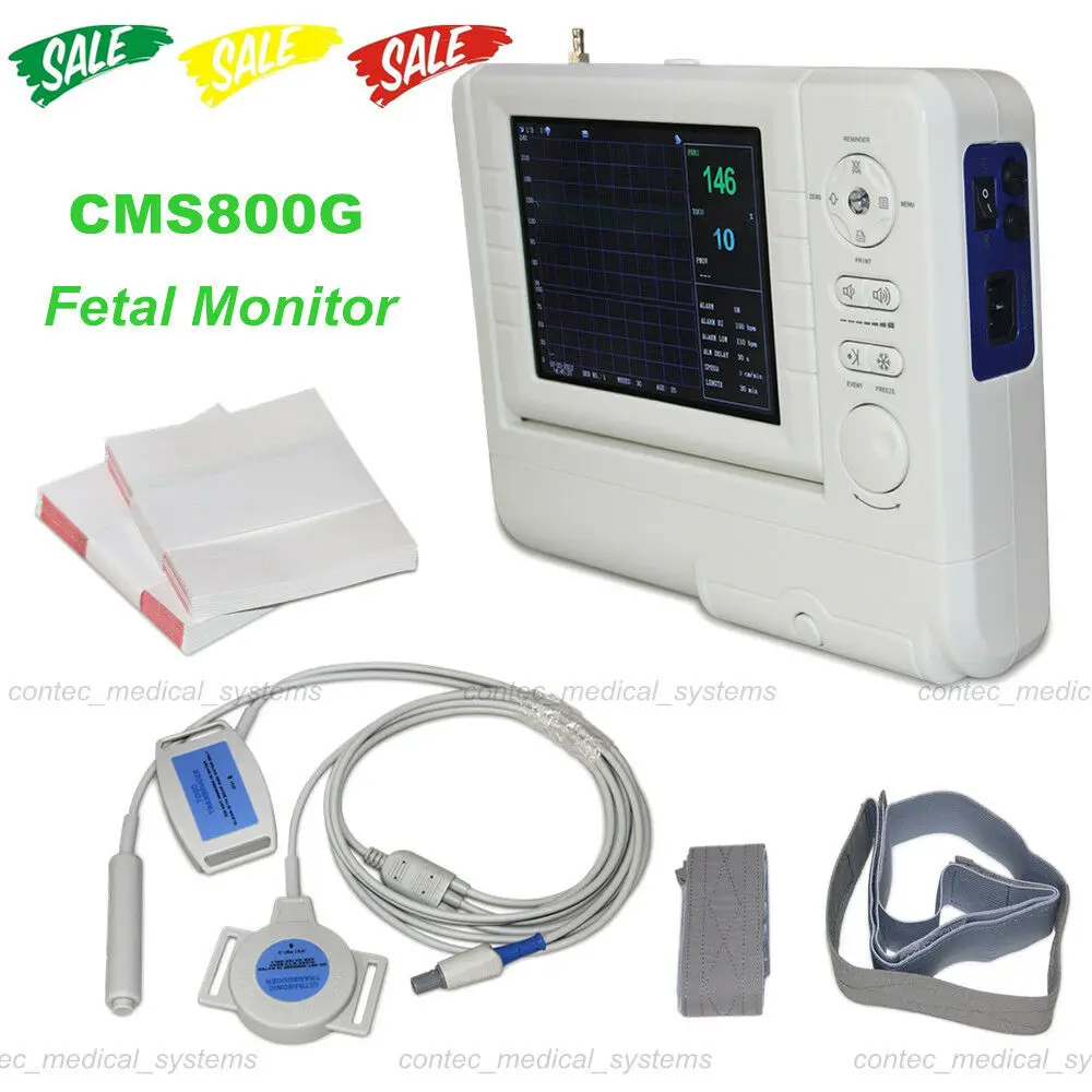 

CMS800G Fetal Monitor+FHR Ultrasound probe TOCO transducer Fetal Movement Marker