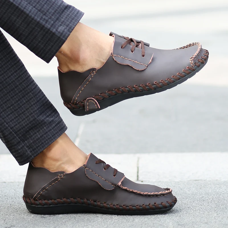 Взрывные Модели Кожаные Туфли Для мужчин большой Размеры туфли без шнурков в