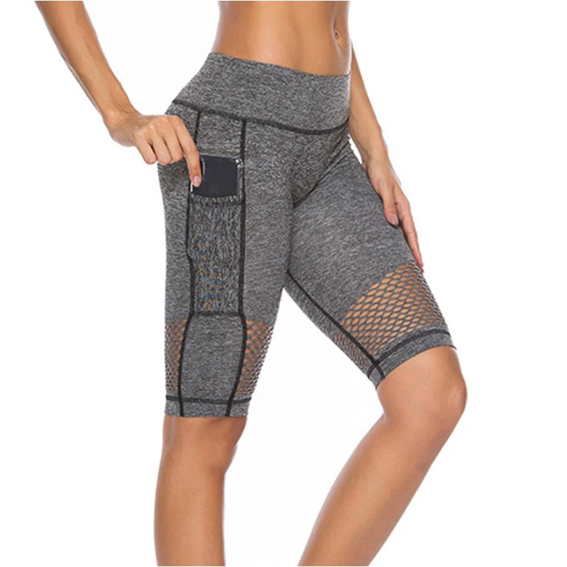 Бесшовные дышащие шорты Для Йоги Женские однотонные сетчатые спортивные