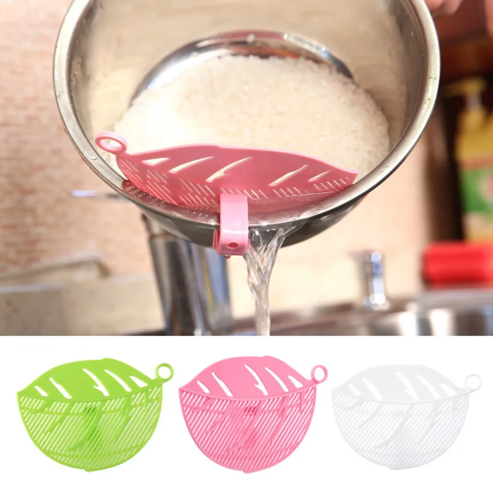 

LIMITOOLS Leaf Shape Durable Rice Wash Sieve Beans Peas Cleaning Gadget Colanders Strainers Kitchen Clips Fruit Vegetable Tool