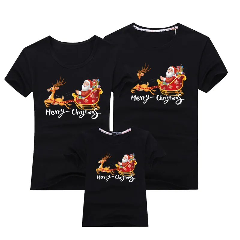 Рождественская футболка для мамы и папы Футболка с принтом оленя всей семьи