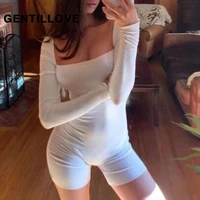 gentillove women sleeveless backless rompers one piece sets sexy low chest deep v neck jumpsuits sport wear bodysuit outfit