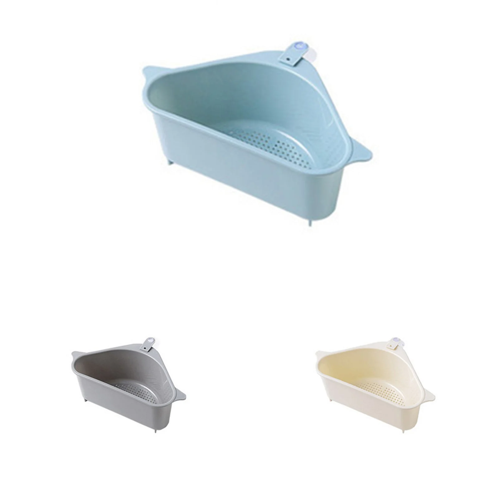 

Kitchen Water Triangle Drain Basket Suction Cup Vegetable Washing Basin Filter Shelf Dishwashing Garbage Storage Hanging Basket