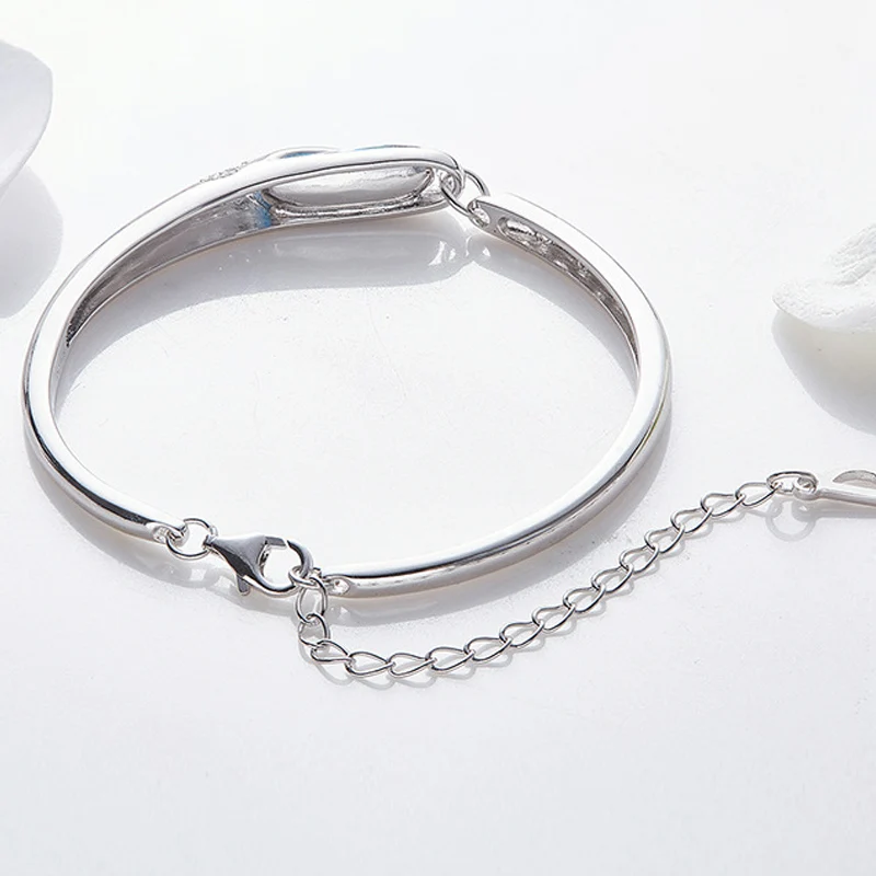 Браслет из стерлингового серебра 925 пробы с кристаллами Модный классический