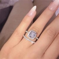 2pcsset rings for women s925 silver couple cubic zirconia set ring bridal wedding engagement fine jewelry drop shipping
