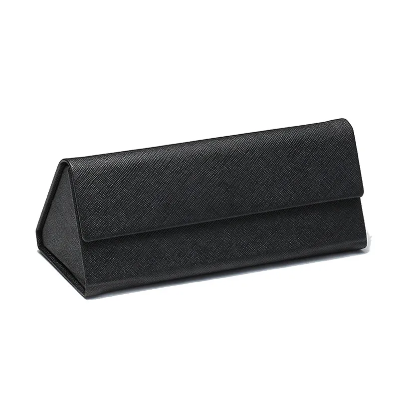 SEEMFLY, модный треугольный складной чехол для очков, складной контейнер, защитный футляр для очков, полосатые ПУ солнцезащитные очки, сумки из кожи
