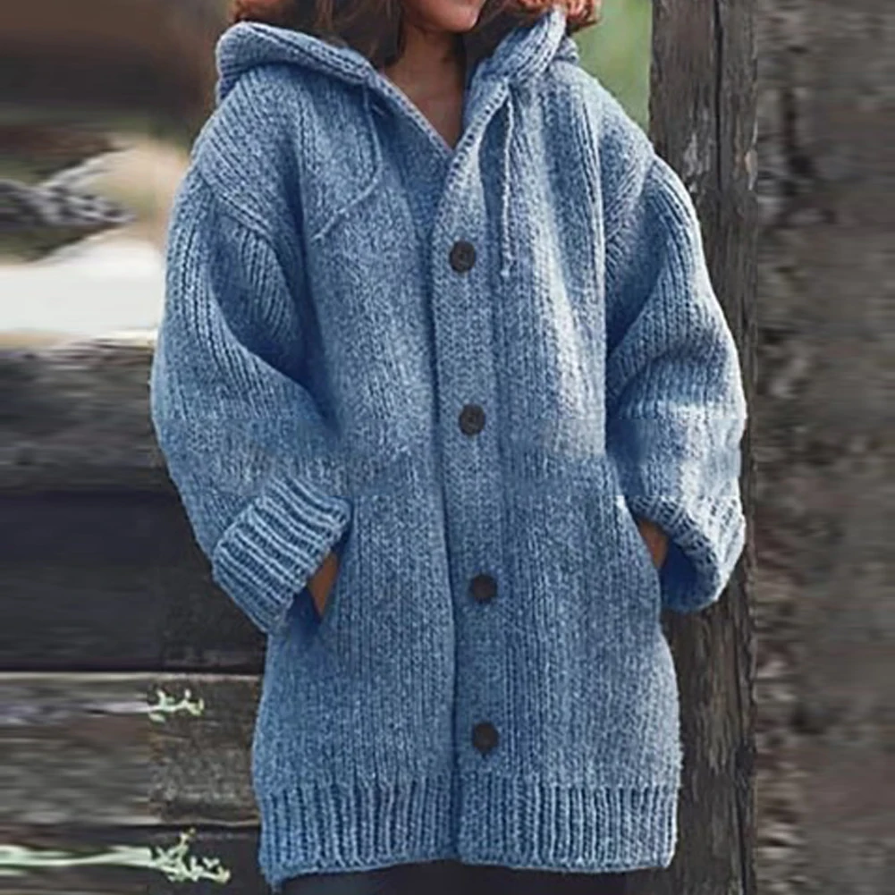 

Coat Fleece Sweatshirts Cardigan Women Jacket Women Thin Sweater Coat Warm Knit Outerwear Autumn Winter Long Hooded Cardigan
