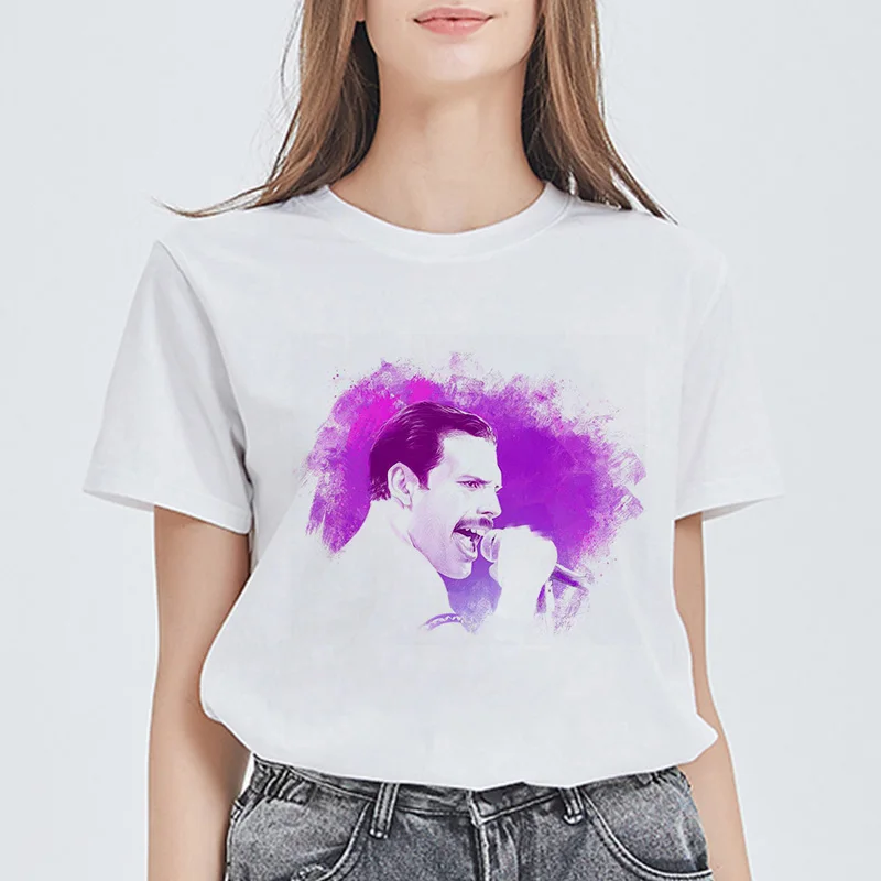 Showtly Freddie Mercury Queen Band футболка для женщин Harajuku винтажная Ullzang Футболка модная