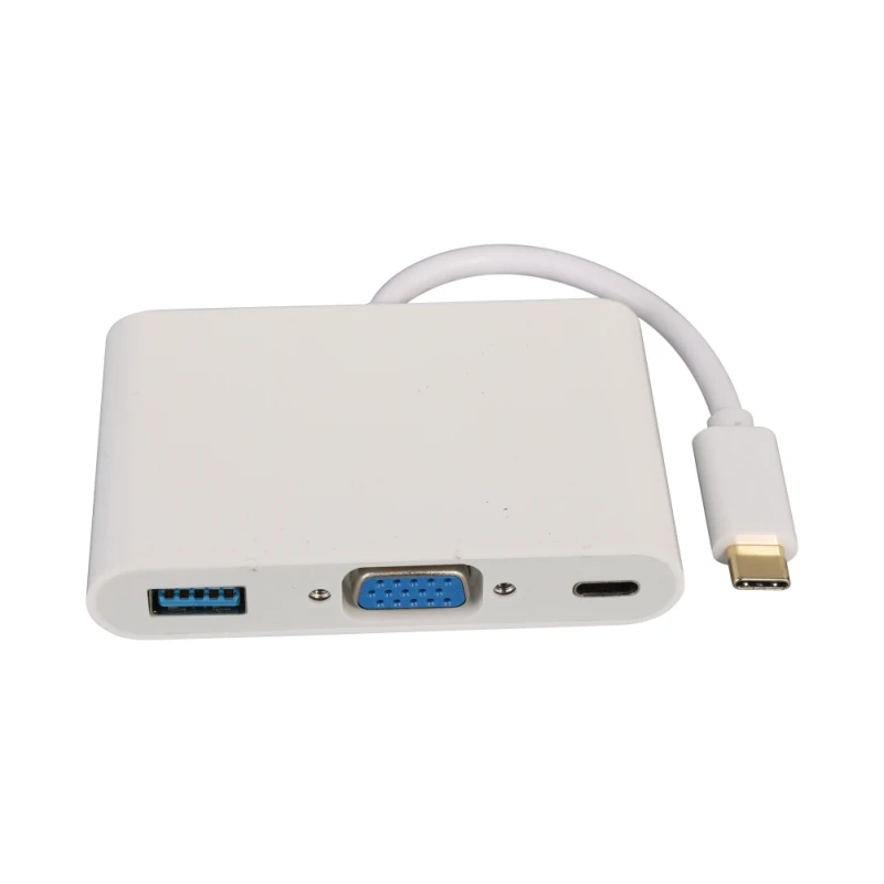 USB C к VGA адаптер VCOM 3 в 1 мульти порт Type видео конвертер кабель Женский 0