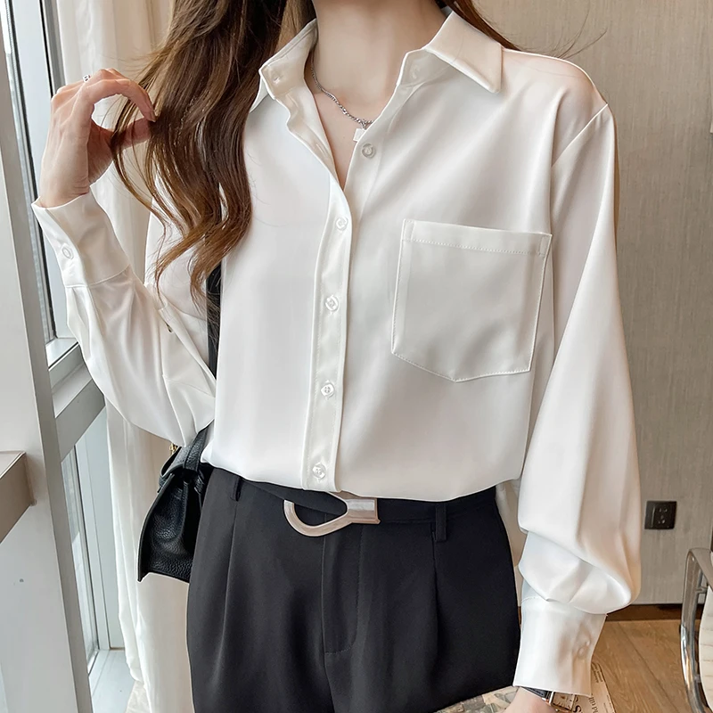 

Новинка 2021, весенне-осенняя рубашка Chikichi с отложным воротником, профессиональный универсальный белый темпераментный шифоновый Женский Топ...