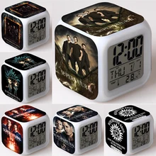 Supernatural LED Alarm Clock Dean Winchester Clocks Reloj Despertador Digital Watch 7 Color Flash Reveil Toys