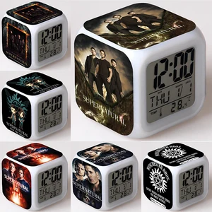supernatural led alarm clock dean winchester clocks reloj despertador digital watch 7 color flash reveil toys free global shipping