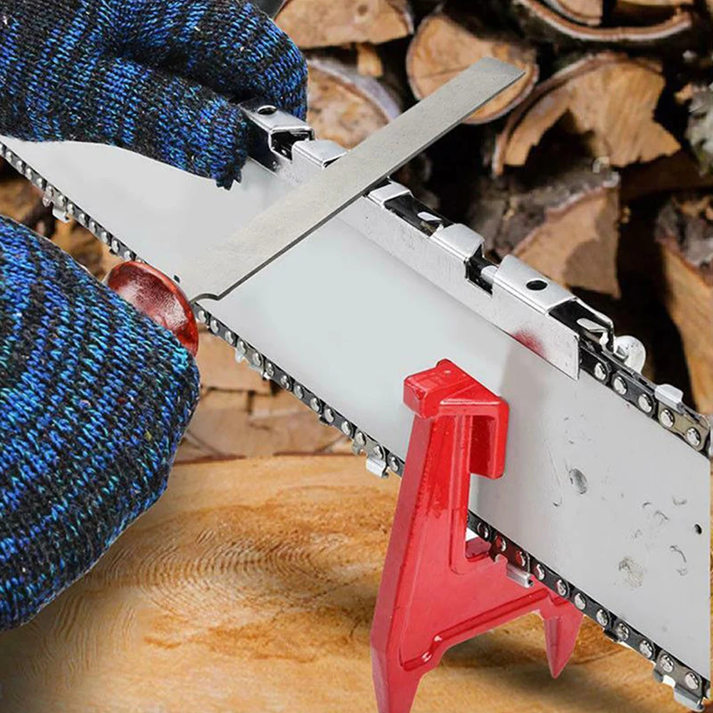 

10PCS Grinding Tool Set Round Files Flat File Hardwood Handle Depth Gauge Tool Screw on File Guide Groove Cleaner Carrying Pouch