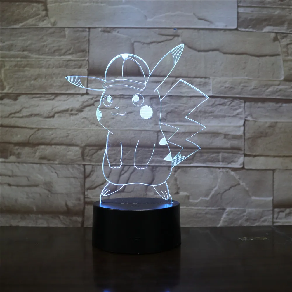 3D ночной Светильник Pokemon Go с рисунком Пикачу, детский Ночной светильник, светодиодный ночник, яркий ночной Светильник для детей, праздничная Прямая поставка, подарок