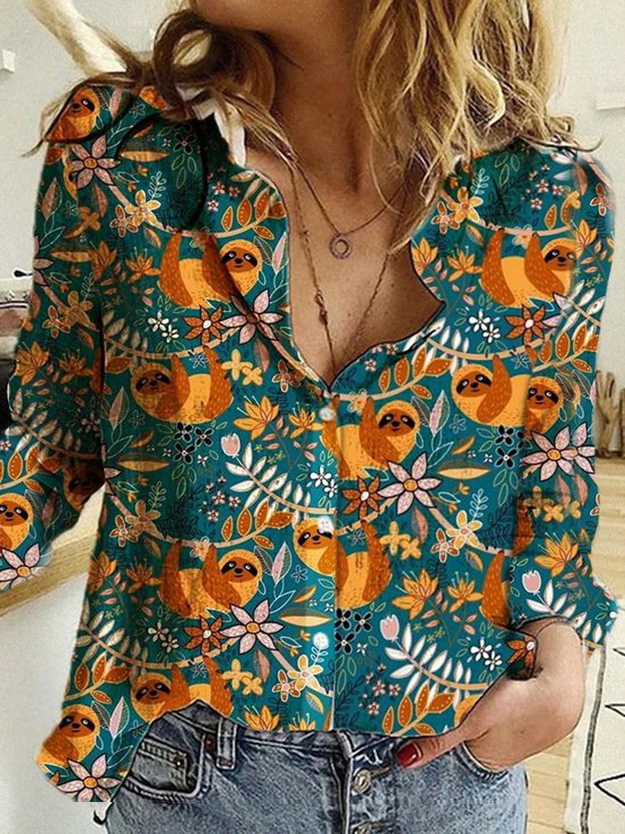 

long sleeve shirt woman Fashion new shirt loose big size temperament casual print top woman