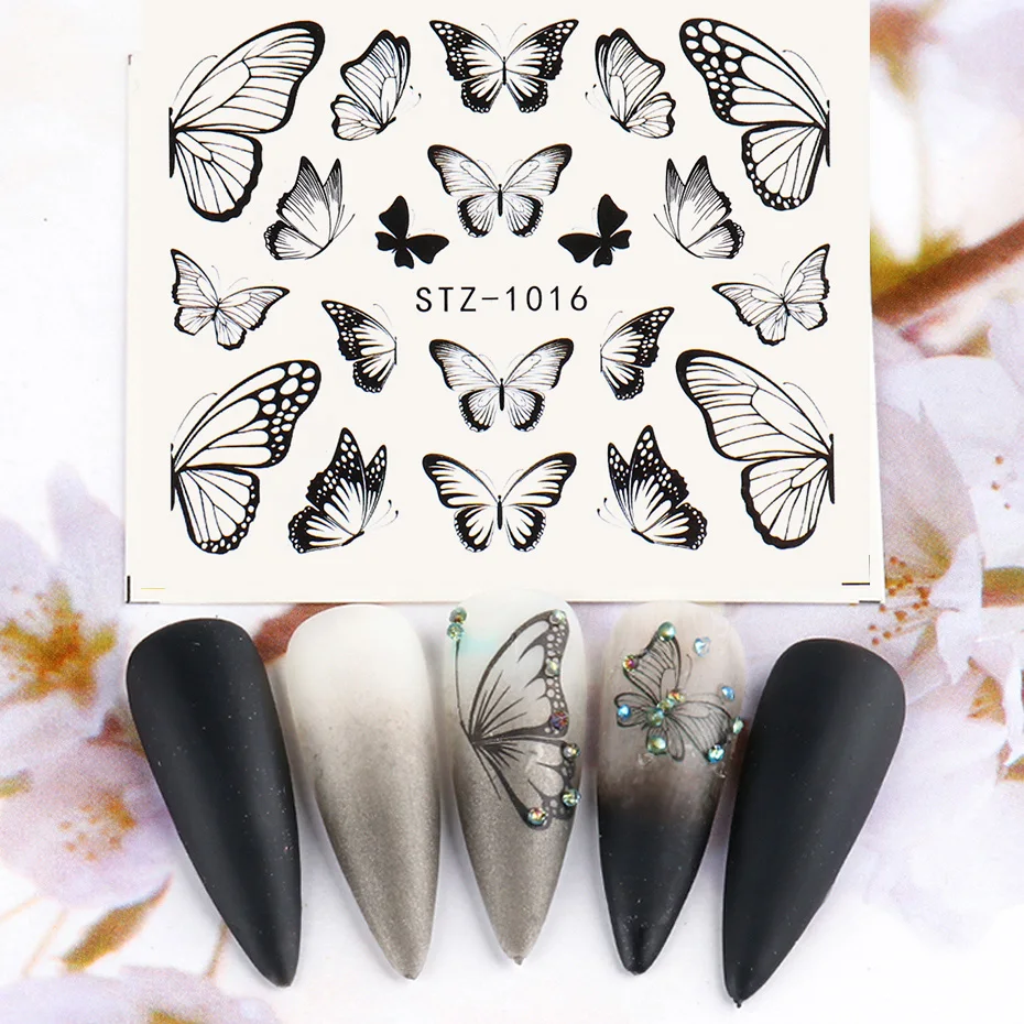 Lotus Butterfly наклейка с цветком для ногтей набор акварельные цветочные розы милые