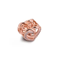 woman diy charms sparkling entwined hearts charm rose gold jewelry fits original snake chain bracelets 2021 valentines