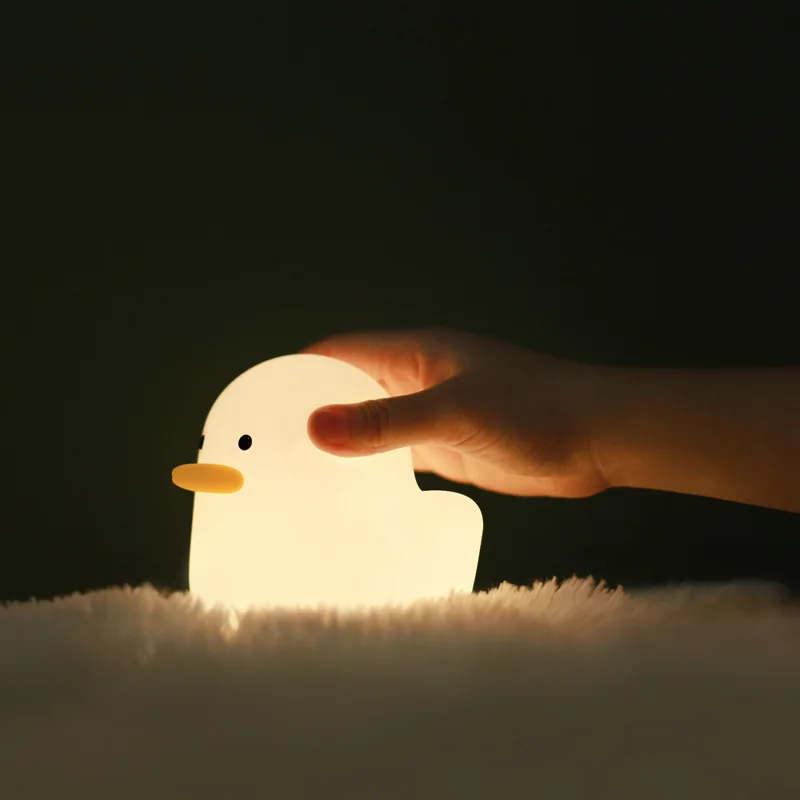 

LED Duck Night Light For Kids Silicone Nursery Night Lamp USB Rechargeable Cute Animal Bedside Lamp Touch Control With Timer