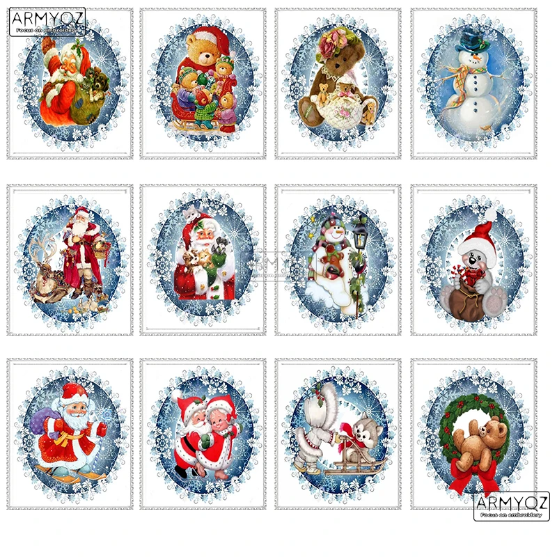 Вышивка крестиком Рождество Картина Полная площадь дрель Санта Клаус и снеговик