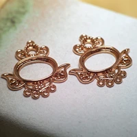 4pcs crown pendant rose gold color plated brass 26 38x25 5x2 4mm ovel drop charms jewelry making