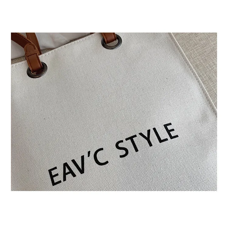 

Women's Shoulder Bags Canvas Fashion Simple Solid Color Letter Women's Handbag Female Totes Women Bag Black