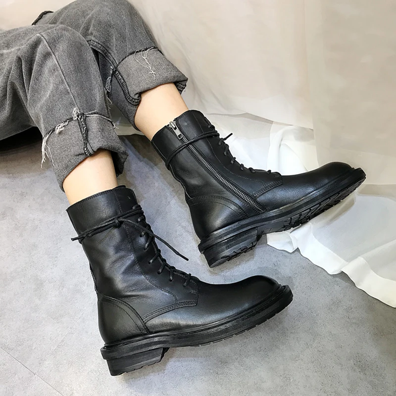 2019 ботильоны из бордовой кожи в стиле ретро ботинки на низком каблуке с круглым