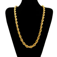4mm5mm6mm rope chain necklace men yellow gold filled classic male clavicle jewelry 60cm long