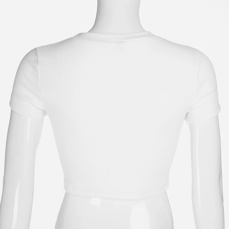 Белые женские футболки с принтом дракона повседневные Базовые укороченные топы