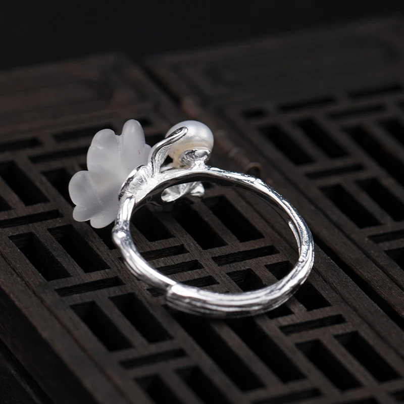 Женское кольцо с цветком сливы VLA, регулируемое ювелирное изделие из серебра 925 пробы с белым кристаллом в национальном стиле ретро от AliExpress WW