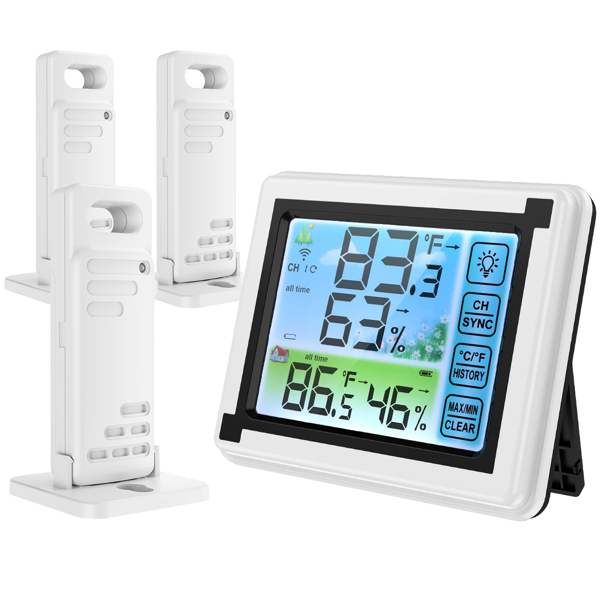 ORIA Touch screen Weather Station Outdoor Forecast Sensor Backlight Thermometer Hygrometer Wireless | Дом и сад
