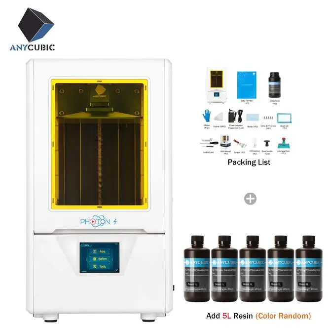 ANYCUBIC 3d принтер фотон-с новейший lcd 405nm УФ Смола 2,8 дюймов цветной TFT экран ЖК-экран Быстрый срез 3d принтер DIY комплект - Цвет: PhotonSAdd5L