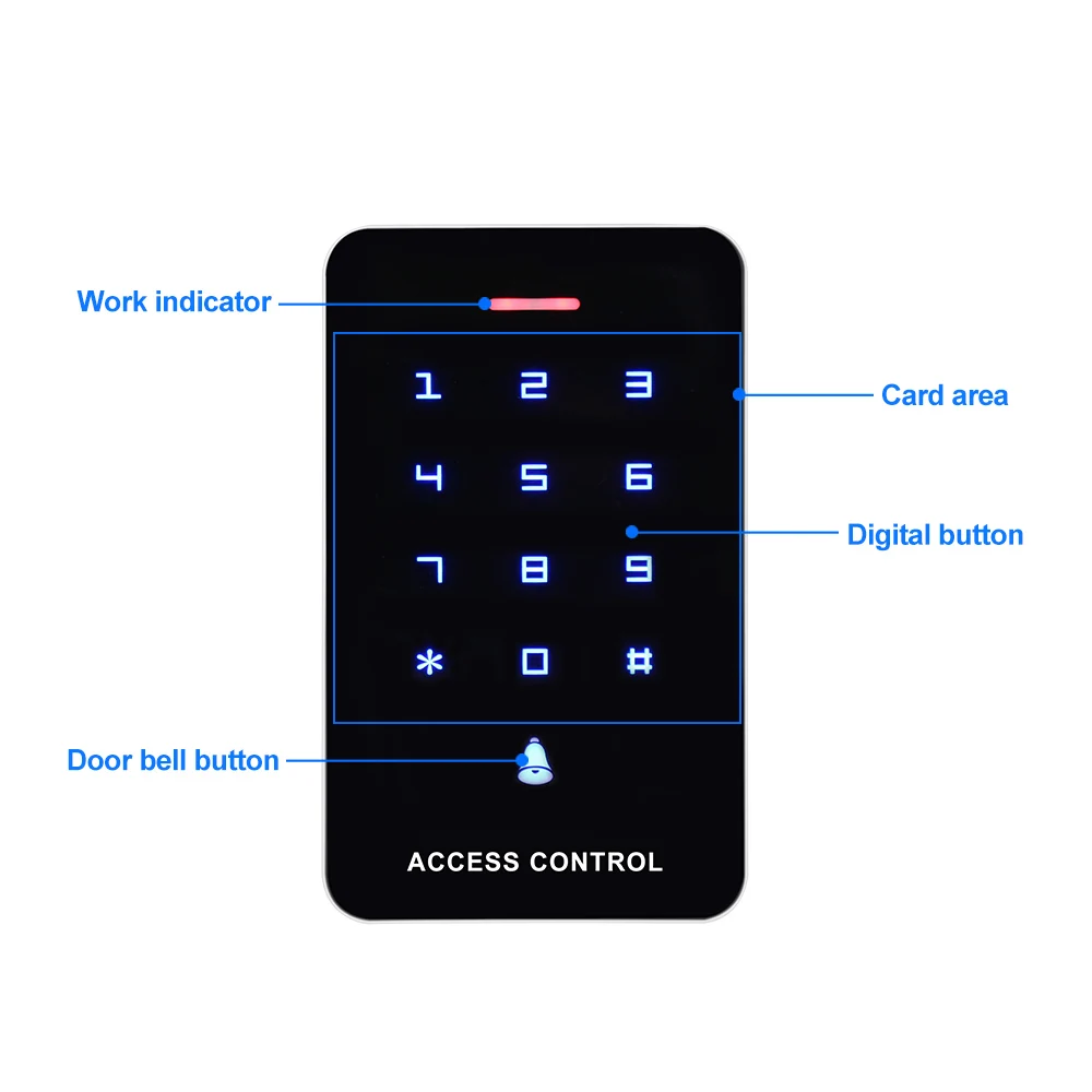 dc12v touch rfid keypad access control system door opener smart rfid access controller wg26 10pcs 125khz em4100 keychains free global shipping