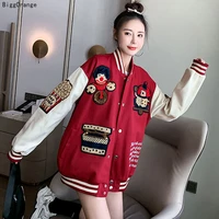 new baseball uniform female spring and winter ins tide loose korean version of harajuku embroidery all match campus style jacket